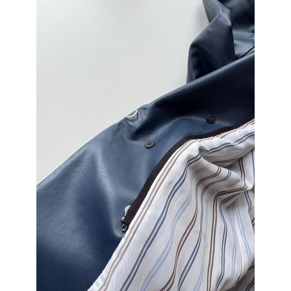 NWOT VERONICA BEARD Beacon Storm Blue Faux Leather Dickey Jacket Blazer, Size 2 - Picture 13 of 16